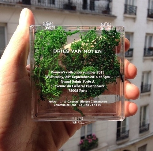 harinef: messgala: Invites at Dries Van Noten S/S 15 recreated the runway in advance okay i was thinking like "she's stoned" lookin #typography
