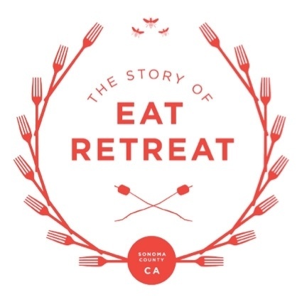 Eat Retreat #white #red #food #crest #logo