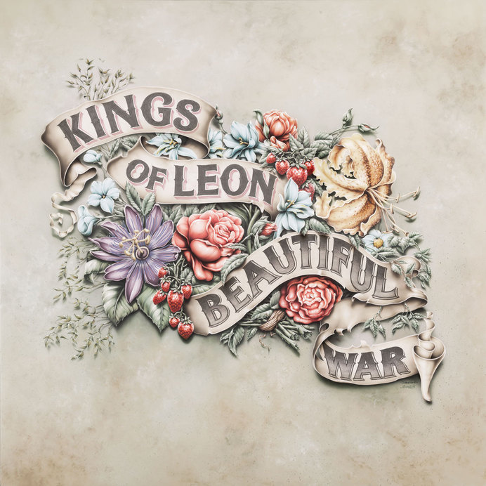 Kings of Leon – Beautiful War Cover Art « David Smith #album #lettering #banner #ornate #illustration #art #flowers #typography