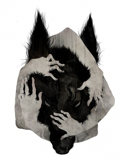 "Wild Dog" by Corinne Reid #illustration #china #hands #dog