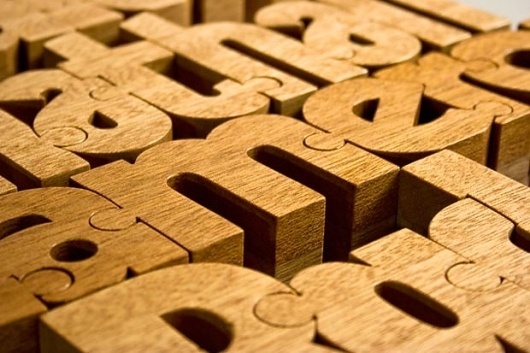 Wooden typographic puzzles #wood #puzzle #typography