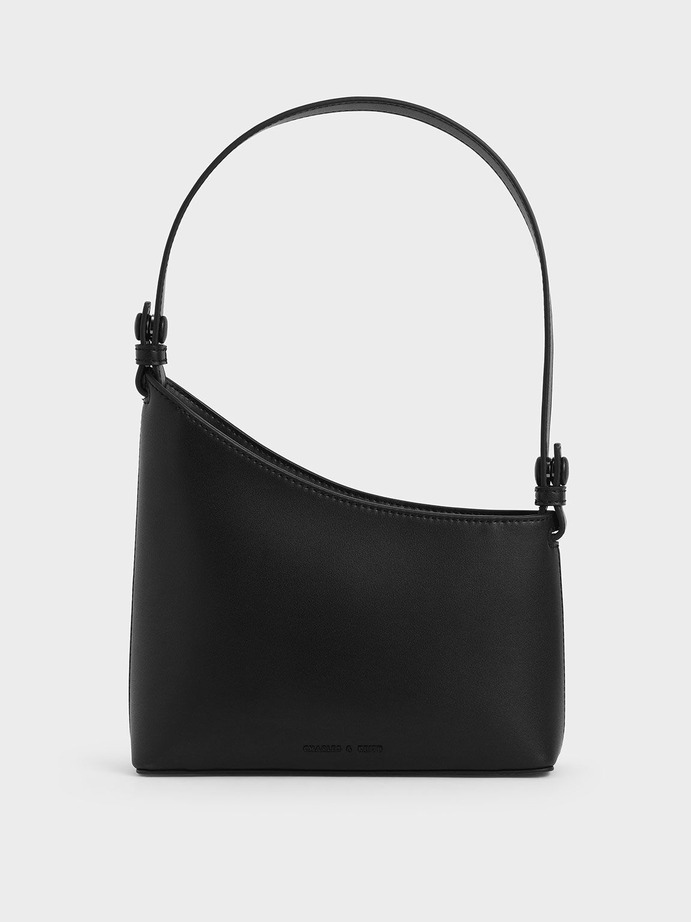 Asymmetrical Shoulder Bag, Black, hi-res