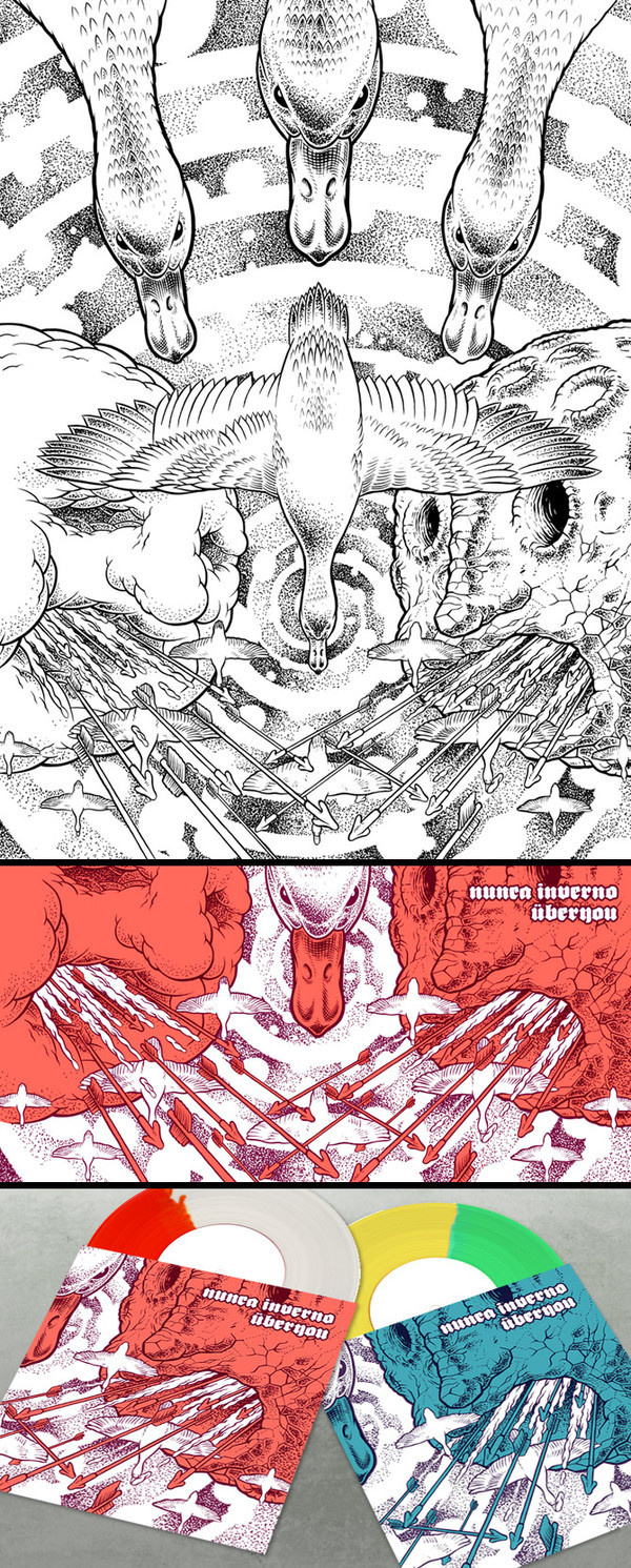 BlackYard » Überyou / Nunca Inverno – Split 7″ #cover #illustration #blackyard #poster