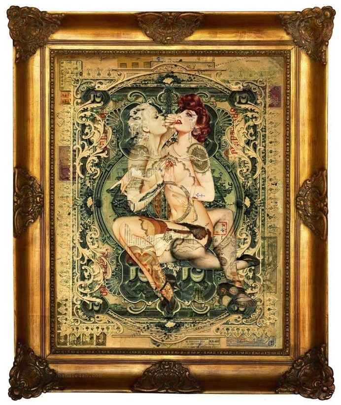 Handiedan #frame #ornate #pinup #collage #money