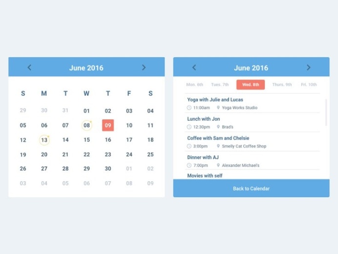 Simple Calendar Widget (Sketch)