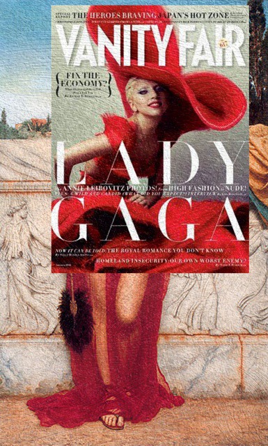 Lady Athenais. Lady Gaga, Vanity Fair January 2012 + Athenais by John William Godward