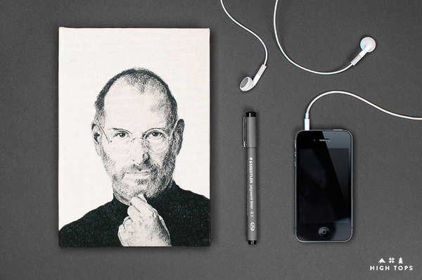 King Steve Notebook (gridded) by Cecilia Hedin #steve #apple #jobs #iphone #illustration #gray #notebook #still #drawing #life