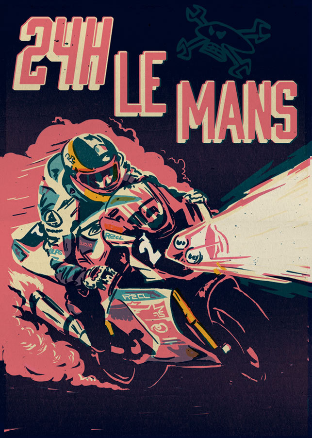 Guy Martin illustration, covering his 24hr Le Man racing. For Fastbike Germany. #design #speed #illustration #racing #motorcycle