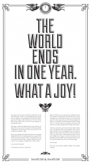 Saatchi & Saatchi Colombia: The World ends in one year | Ads of the World™ #agency #self #print #of #world #the #saatchisaatchi #promo #end
