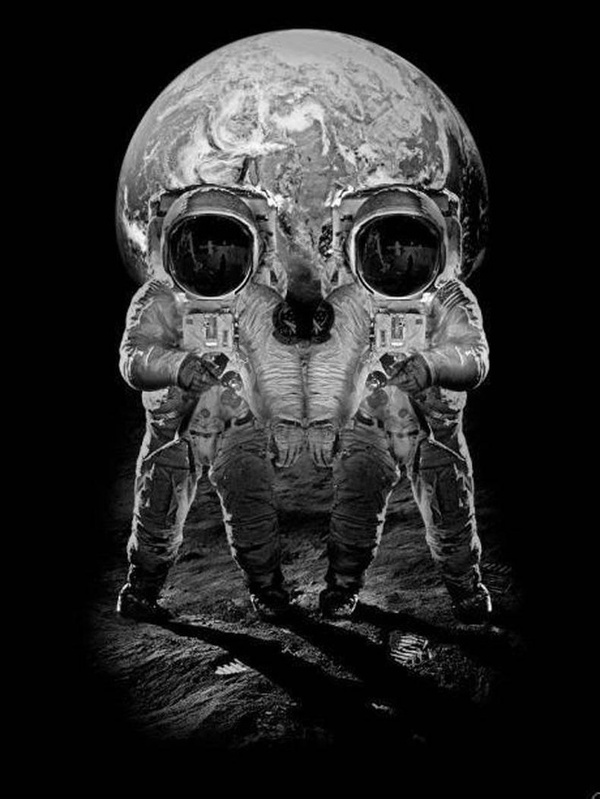 SciFi Fantasy Horror #astronauts #fi #sci #space #illustration #skull #death #moon