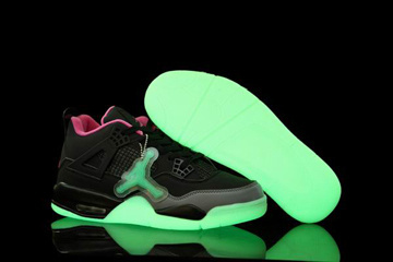 Glow In The Dark Jordans 4 Black Pink Cement Grey Nike Mens Shoes #fashion