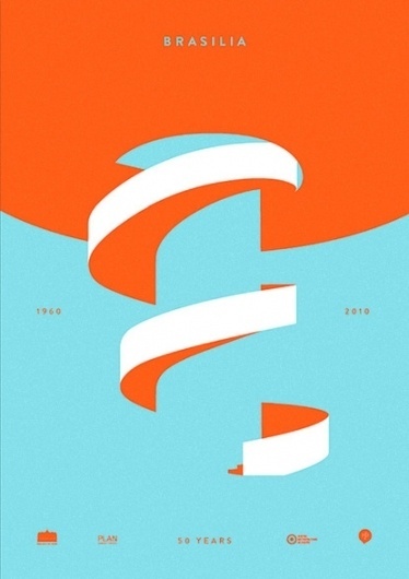 Baubauhaus. #white #brasilia #design #graphic #orange #shapes #simple #poster #blue