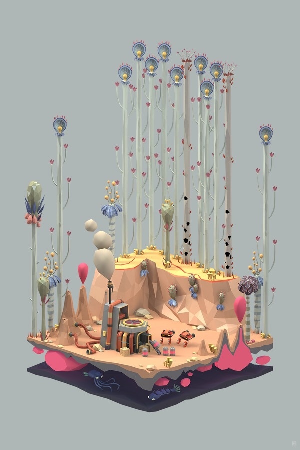 3D low polygon illustrations by Erwin Kho #polygon #illustrator #world #virtual #environment #space #architecture #3d