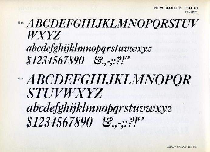 New Caslon Italic type specimen #type #specimen #caslon
