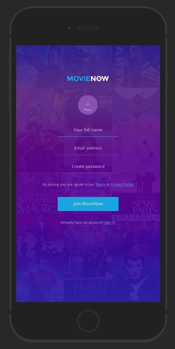 MovieNow – 7 Free Movie iPhone App Screens Design PSD