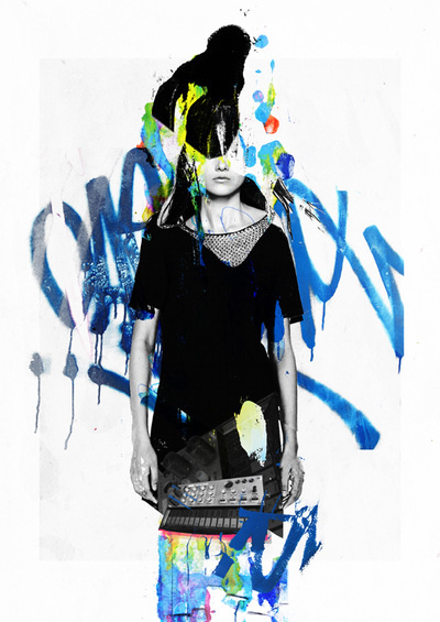 collage, color, black, white, design