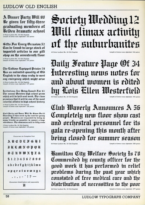 Ludlow Old English type specimen #type #blackletter #specimen #ludlow