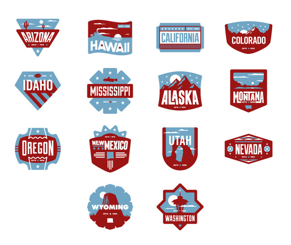 West Badges #states #wyoming #colorado #nevada #badges #california #new #oregon #rushing #arizona #mexico #chris #mississippi #idaho #hawaii #america #usa #washington #alaska #utah #montana