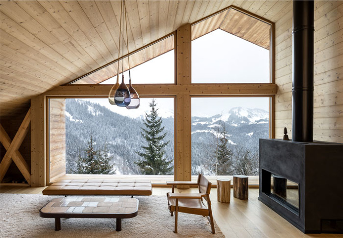 Trendy Alpine Cottage by Studio Razavi - InteriorZine