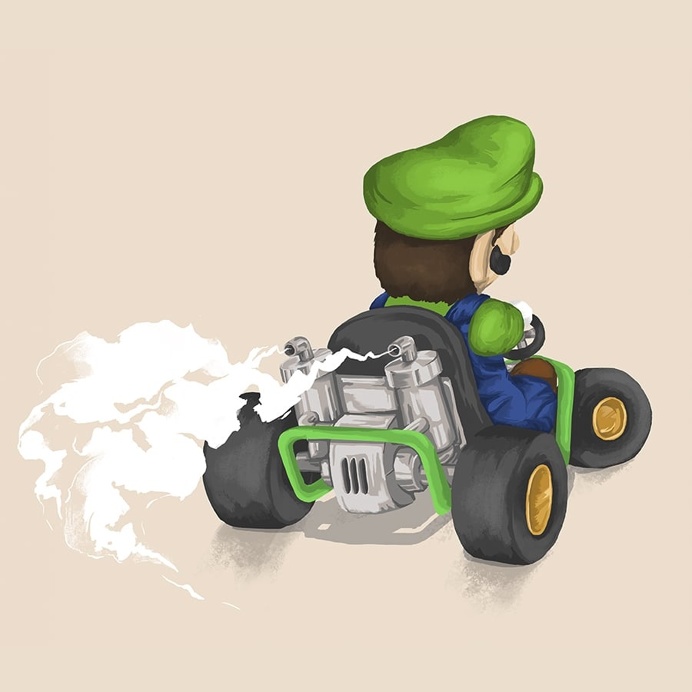 Luigi - Mariokart64 #Mario #Luigi #illustration #gaming #N64 #Mariokart #Retro #brother