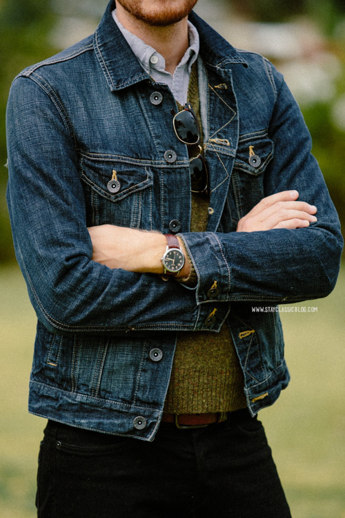 November 16, 2013.Jacket Â American EagleÂ $89Shirt: Rhodes Collar Oxford Â BonobosÂ Sweater: Lambswool Â UniqloÂ $20 (similar)Jeans: #stayclassic #menswear