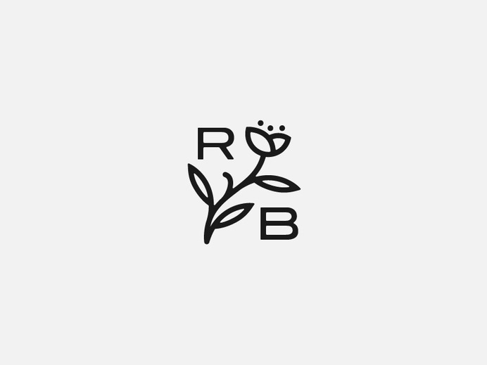 Rogue Blossom Cannabis Farm stamp leaf icon line drawing farm cannabis flower blossom brand identity logo