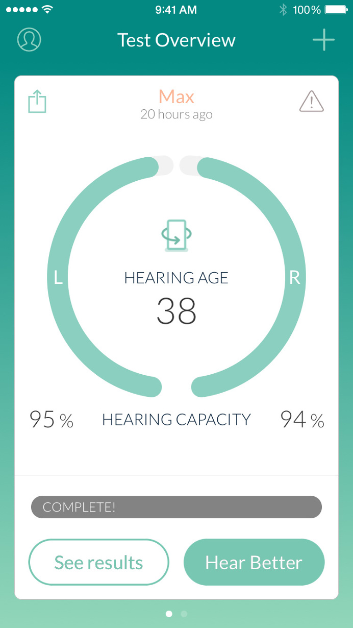 Hearing test overview page #green