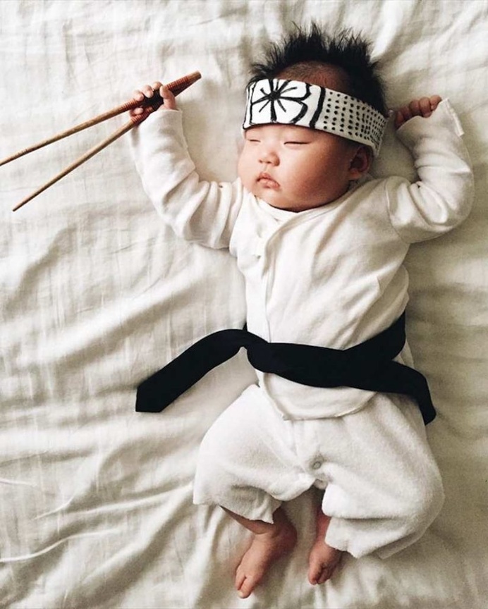Laura Izumikawa Dresses Her Napping Baby in Cosplay Outfits