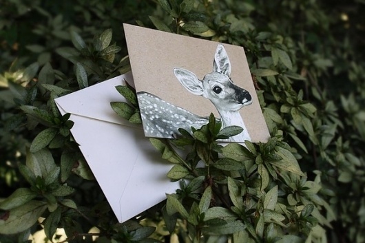 Snail's Pace Fawn Illustration - Note Card #deer #stationery #pace #snais #fawn #paper