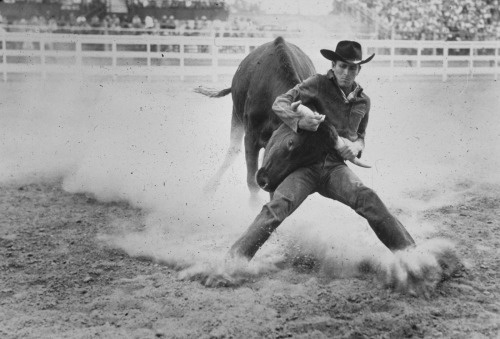 hellbentandwhiskeybound:Mean as hell. #wild #vs #controle #man #bull #cowboy