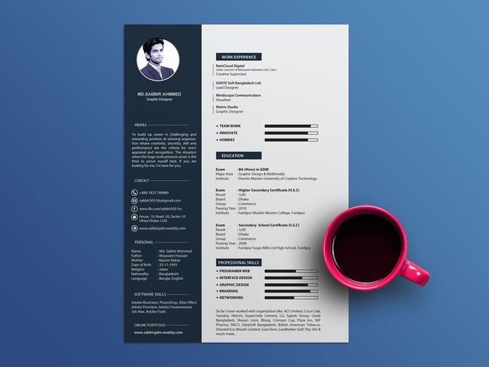 Free Cool Resume Template with Clean and Elegant Design