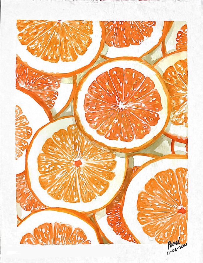 Juicy Orange Slices by pearllustrations