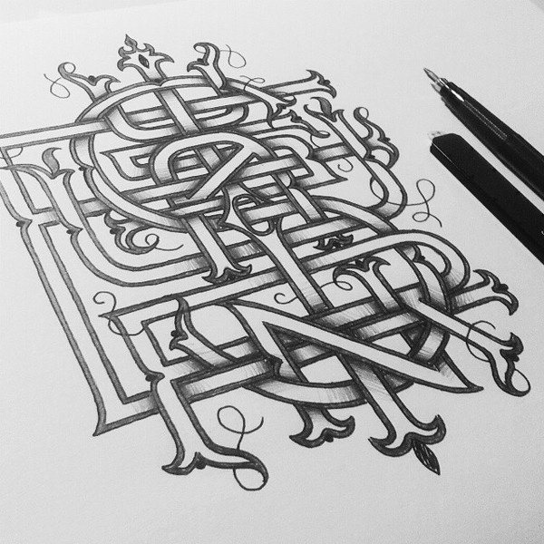 Enisaurus Monogram · Work in progress of my personal monogram built with all the letters of my name. #monogram #lettering #sketch #typography