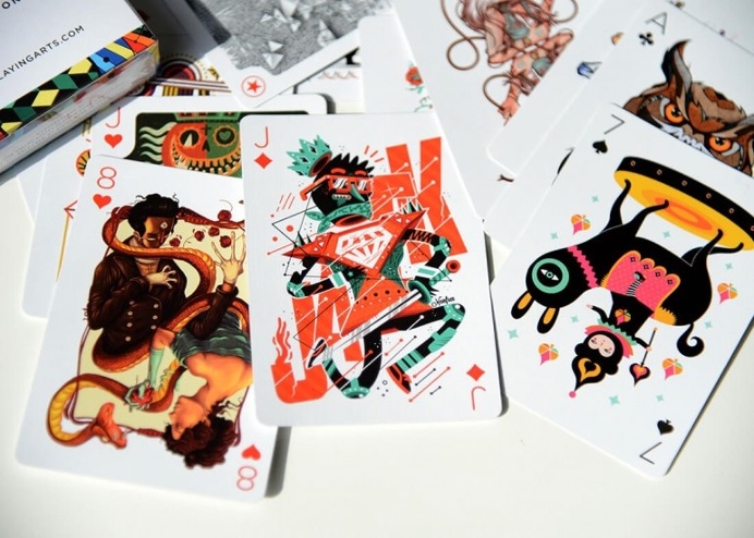 Beautiful Full-Color Deck of Playing Cards Illustrated by 55 Artists