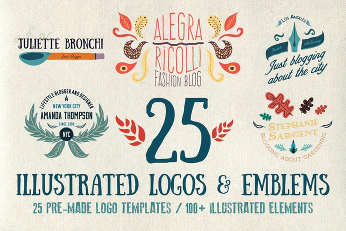 25 Illustrated Logos Emblems