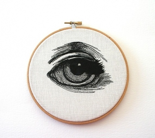 Human Eye Stitched Illustrated Hand Embroidered Wall by Samskiart #embroidery #eye #illustration #etsy #handmade #art