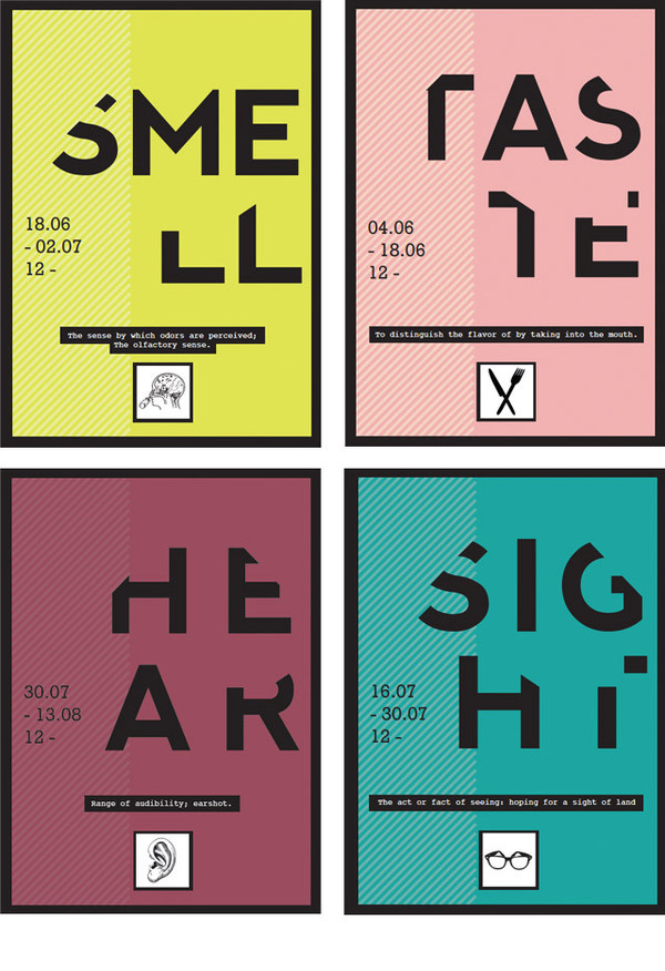 Art of the senses postcards #print #design #typography