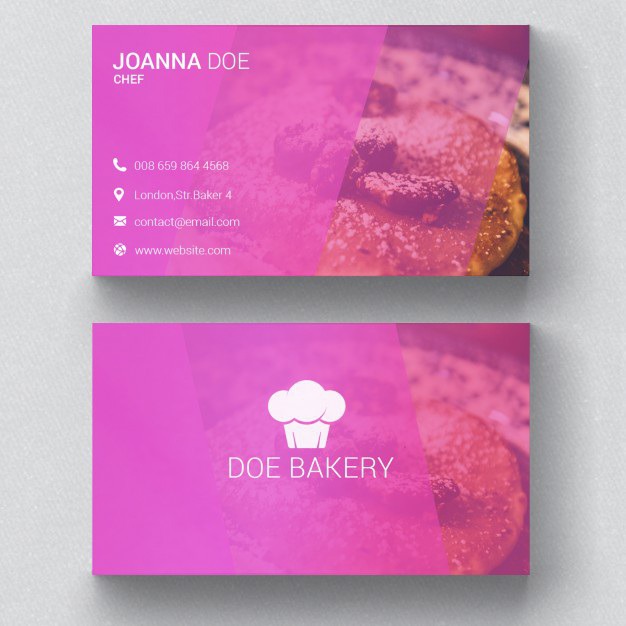 Bakery business card template Free Psd. See more inspiration related to Background, Logo, Business card, Business, Abstract, Card, Template, Office, Bakery, Visiting card, Pink, Layout, Web, Presentation, Graphic, Stationery, Corporate, Contact, Creative, Company, Modern, Branding, Information, Visit card, Clean, Cards, Print, Identity, Brand, Minimal, Simple and Name on Freepik.