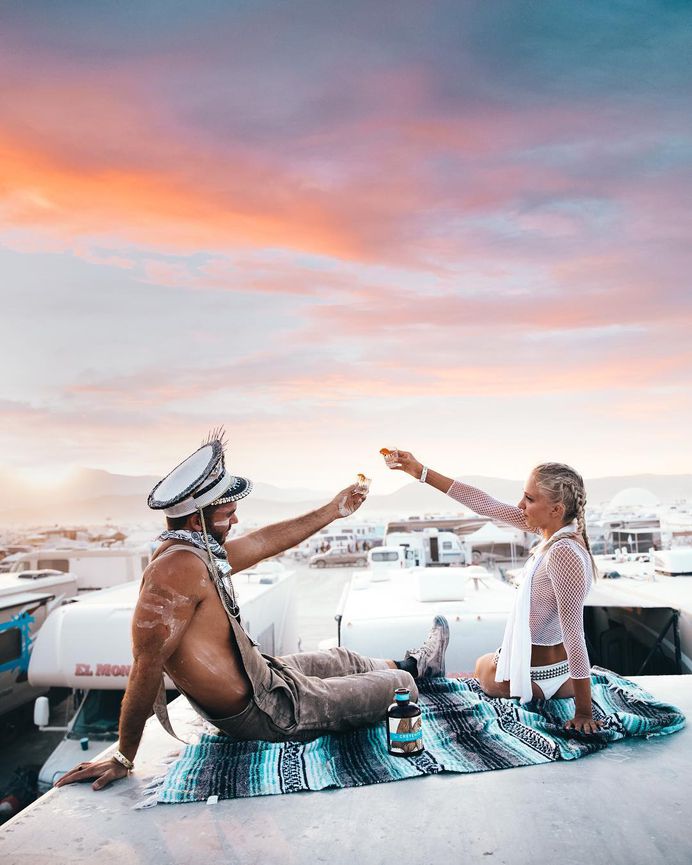 Mezcal Creyente™ on Instagram: “Repost via @moliverallen . . . . . Enjoying sunset with a glass of @mezcalcreyente. Cheers to another Burn with the most epic crew and…”