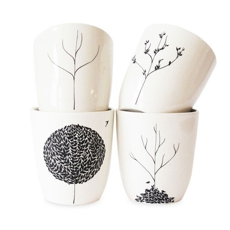The Four Seasons 4 Piece Cup Set - Bailey Doesn't Bark on Joss & Main #ceramics #cups #trees #seasons