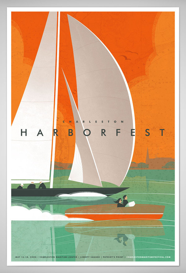 2008_CHARLESTON_HarborFest_Poster #sailboat #fest #jay #fletcher #harbor