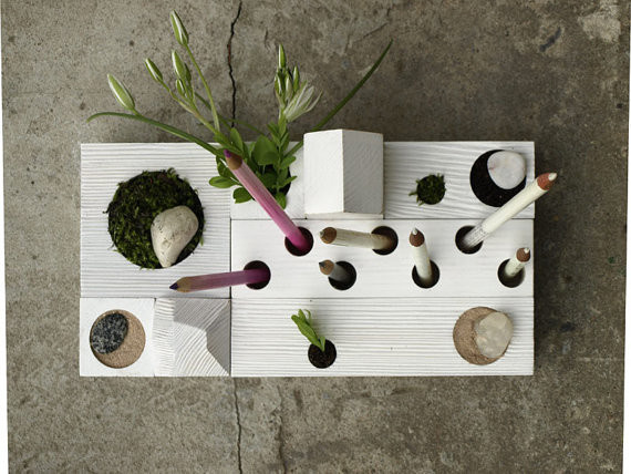 Desk Organizer, Zen Garden, White by Karolin Felix Dream contemporary desk accessories #wood #upcycling