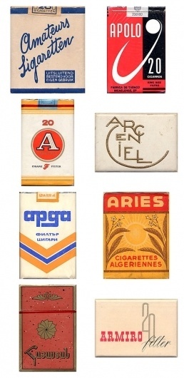 Amazing vintage cigarette pack designs from around the world #vintage typography #vintage packaging #christian kranich #cigaratte packaging
