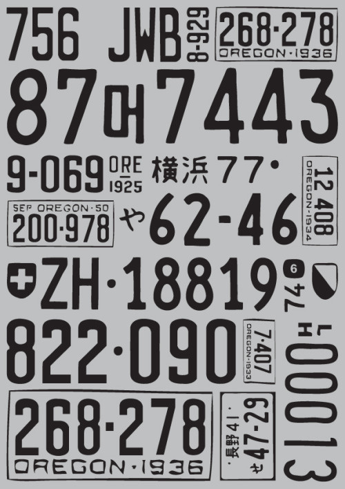 licence plates typography