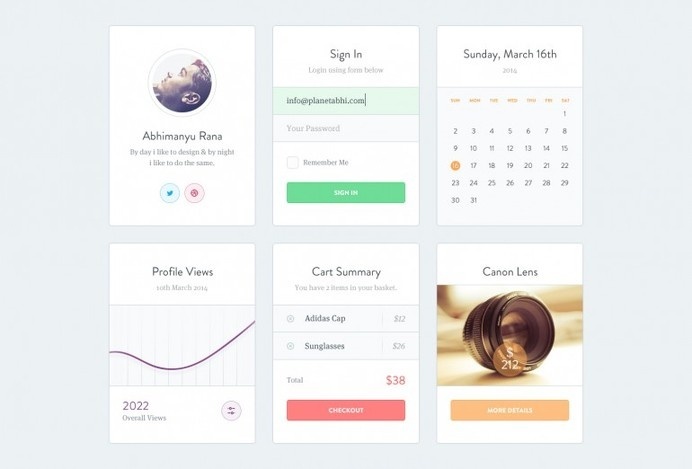 Ui Kit PSD by Abhimanyu Rana #profile #ux #forms #psd #ui #kit