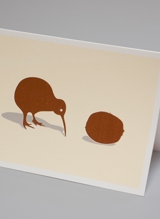 Made By Morris #printed #silkscreen #couple #a #of #kiwis #brown #hand