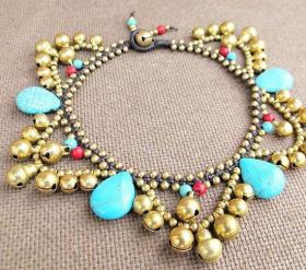 Turquoise stone with brass anklet