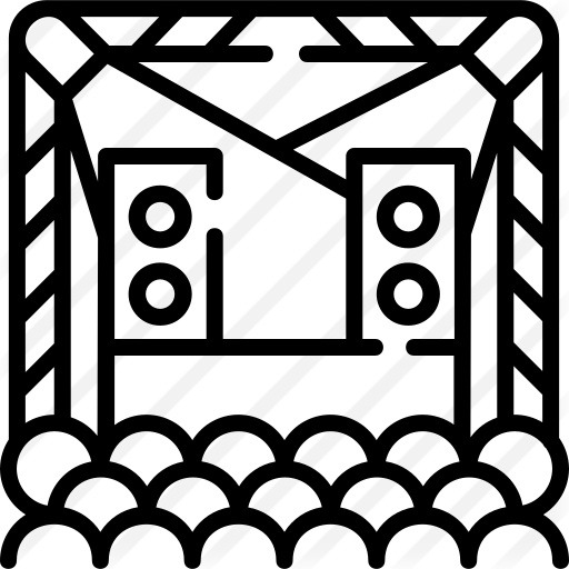 See more icon inspiration related to concert, music and multimedia, festival, music player, lights, stage, entertainment, illumination and technology on Flaticon.