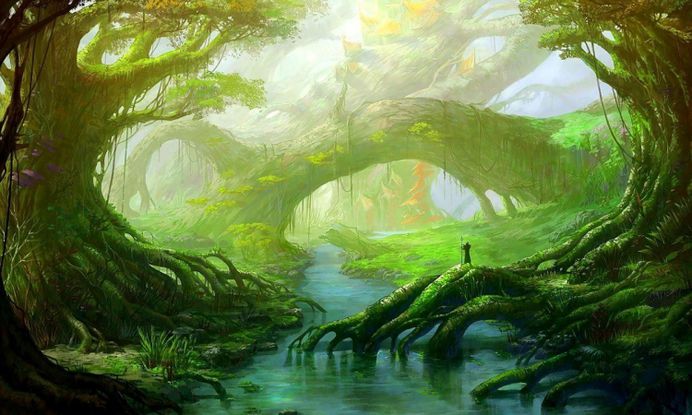 Fantasy Forest Lake Hd Free Backgrounds – WallpapersBae
