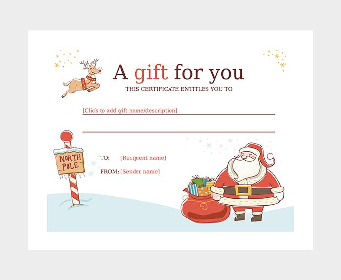Santa Christmas Gift Certificate Template